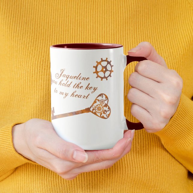 Mug Steampunk Valentine Rousty Gears Clé de coeur et s (Créateur téléchargé)