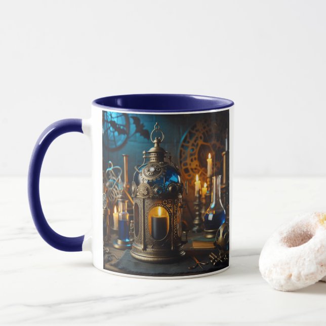 Mug Steampunk Victorian Gothics Laboratoire Lanterne (Avec donut)