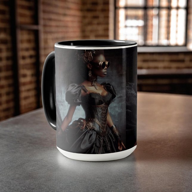 Mug Steampunk Vintage Victorian Lady Black Raven (Créateur téléchargé)