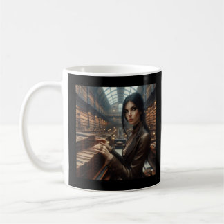 Mug Steampunk Vintage Victorian Lady Librairie