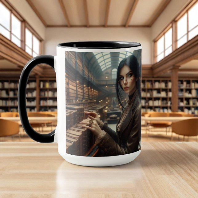 Mug Steampunk Vintage Victorian Lady Librairie (Créateur téléchargé)