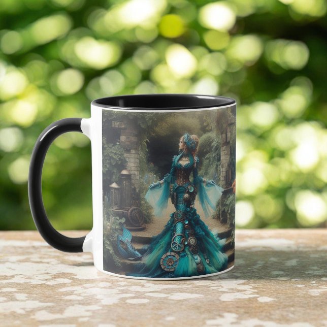 Mug Steampunk Vintage Victorian Lady Turquoise Sirène (Créateur téléchargé)