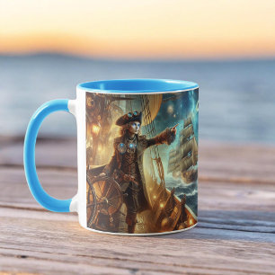 Mug Steampunk Vintage Victorian Ocean Space Pirate
