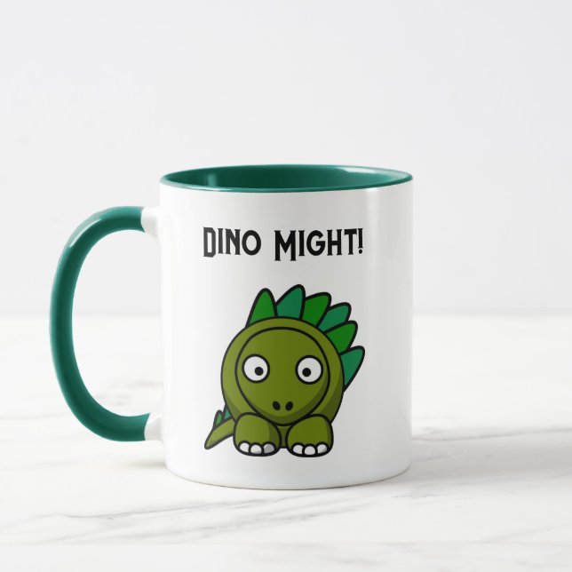 Mug Stégosaure de dessin animé vert mignon avec un jeu (Gauche)