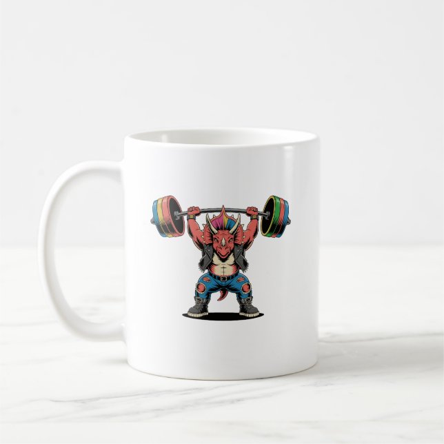 Mug Stégosaure de Rock Punk Dinosaure Jouant de la Gui (Gauche)