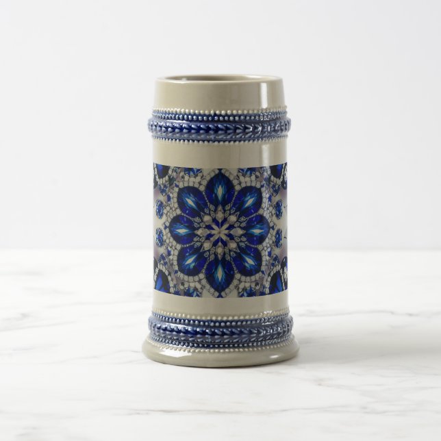 Mug Stein aux couleurs Bleues Blances Design (Centre)