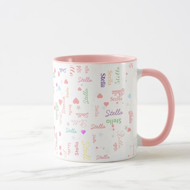Mug Stella nom de couleur personnalisée les coeurs mag (Droite)