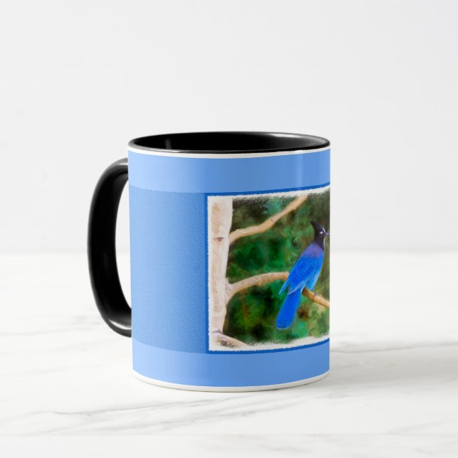 Mug Steller's Jay Painting - Art original pour oiseaux (Devant gauche)
