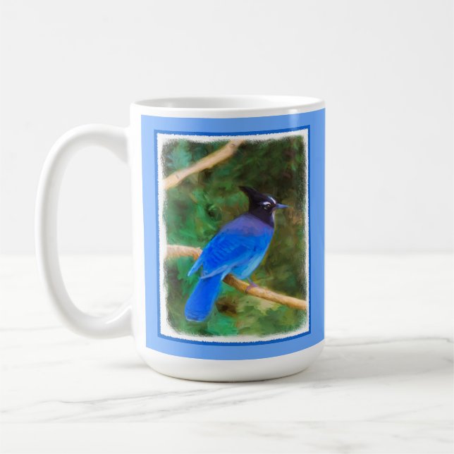 Mug Steller's Jay Painting - Art original pour oiseaux (Gauche)