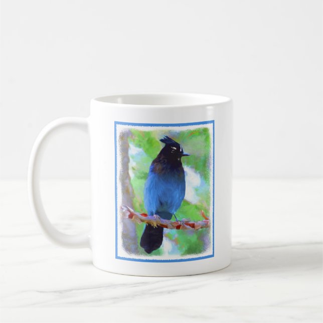 Mug Steller's Jay Painting - Art original pour oiseaux (Gauche)