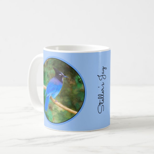 Mug Steller's Jay Painting - Art original pour oiseaux (Devant gauche)