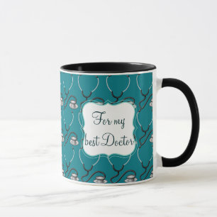 Mug Stéthoscope amusant pour médecin sur vert turquois