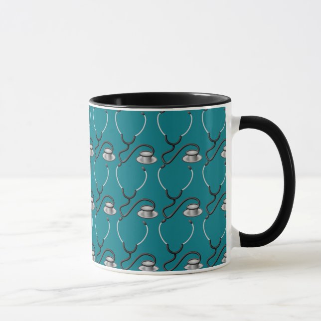 Mug Stéthoscope amusant pour médecin sur vert turquois (Droite)