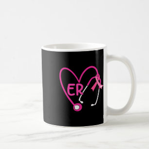 Mug Stéthoscope Coeur Ruban rose Cancer du sein Er Nur