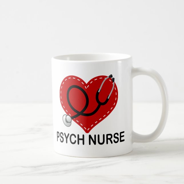 Mug Stéthoscope de coeur d'infirmière de Psych (Droite)