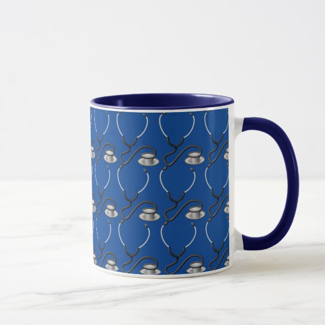 Mug Stéthoscope drôle pour le docteur sur le bleu (Droite)