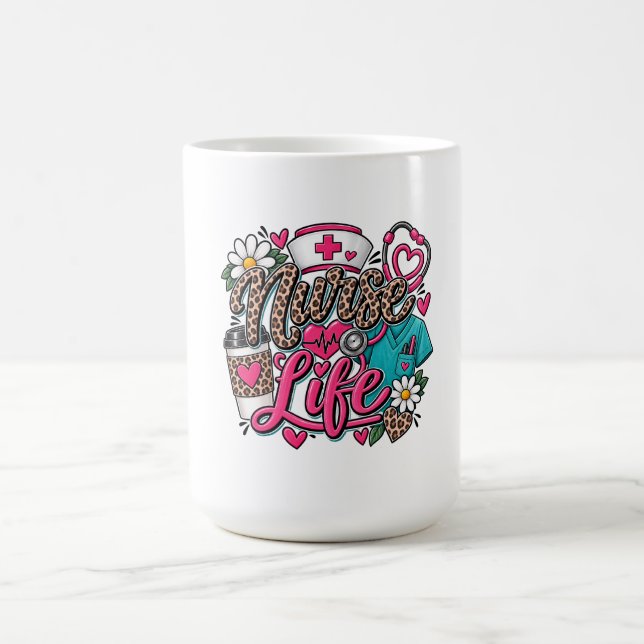 Mug Stéthoscope en forme de cœur à imprimé léopard Inf (Centre)
