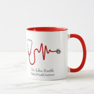 Mug Stethoscope Médicale ECG Wave EKG Heartbeat Line
