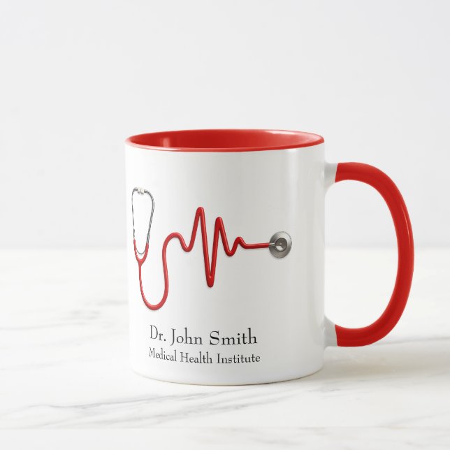 Mug Stethoscope Médicale ECG Wave EKG Heartbeat Line (Droite)
