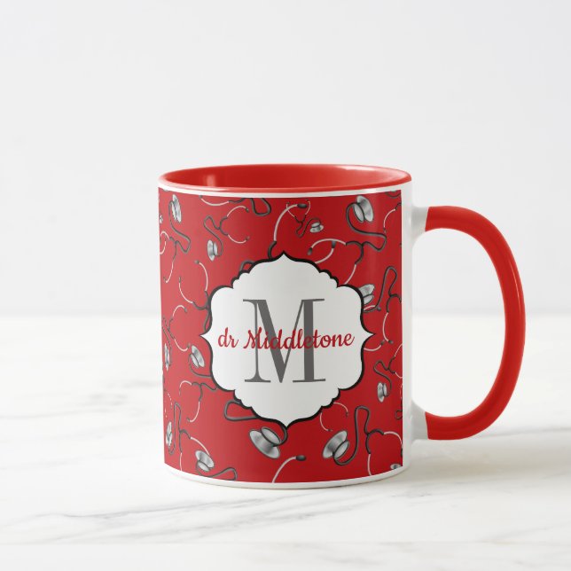 Mug Stéthoscopes Médicales rouges pour le nom des méde (Droite)