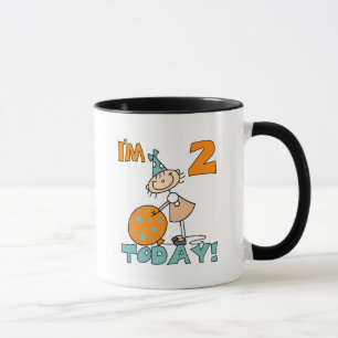 Mug Stick Girl I'm 2 Today Tshirts et cadeaux