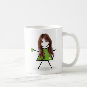 Mug Stick Girl with Coffee and Quote