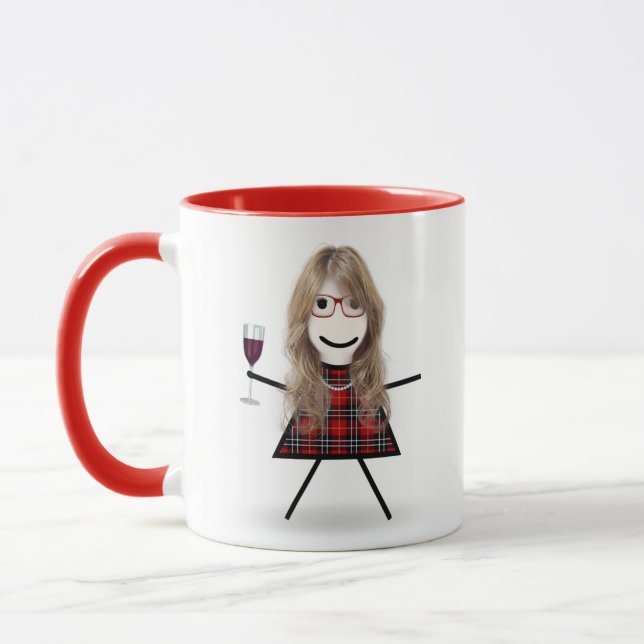 Mug Stick Girl with Wine Glass and Quote (Gauche)