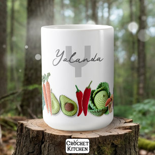 Mug Sticker à légumes au Crochet coloré Nom du collage