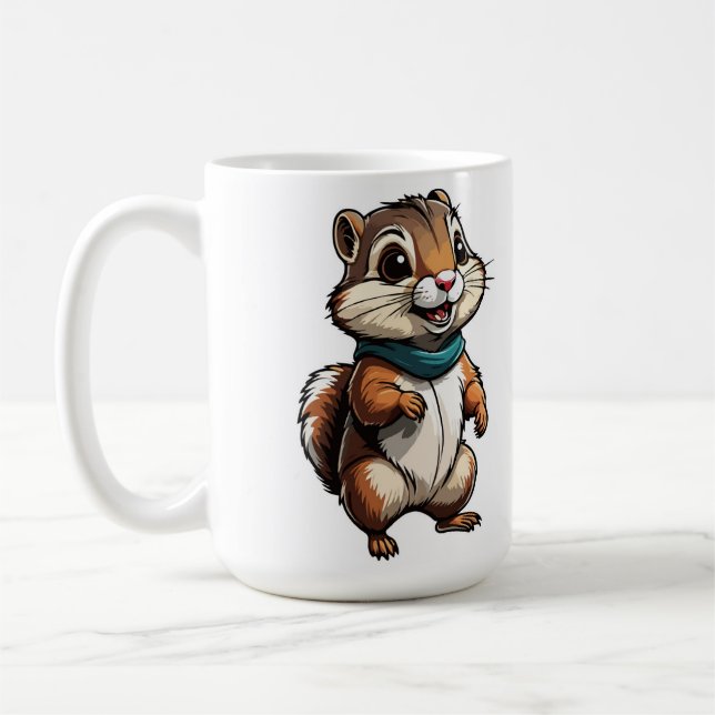 Mug Sticker de dessin adorable Chipmunk avec Turquoise (Gauche)