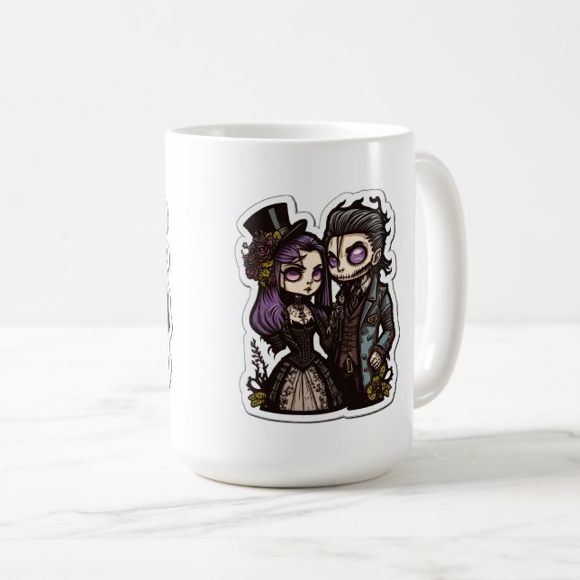Mug Sticker en couple de dessin gothique Art Classic M (Devant droit)