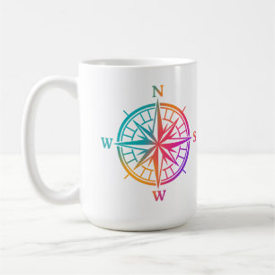 Mug Sticker Rose de boussole coloré élégant - Dégradé