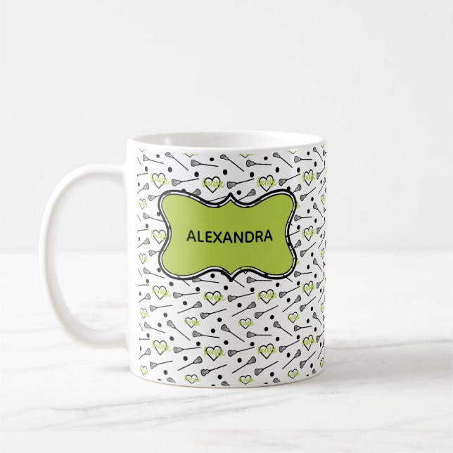 Mug Sticks et Motif de coeur de crosse verte et noire (Gauche)