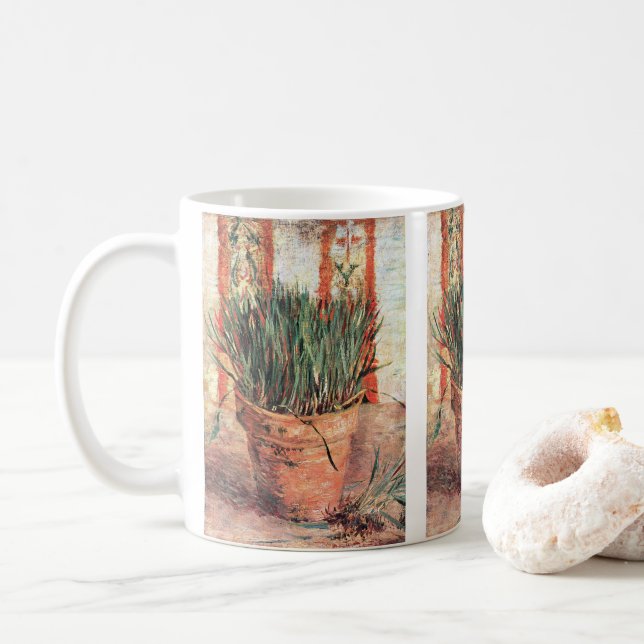 Mug Still Life Flowerpot w Chives par Vincent van Gogh (Avec donut)
