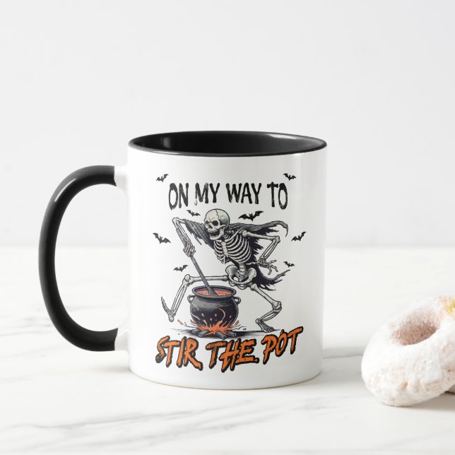 Mug "Stir Pot" Squelette Éffrayant & Cauldron (Avec donut)