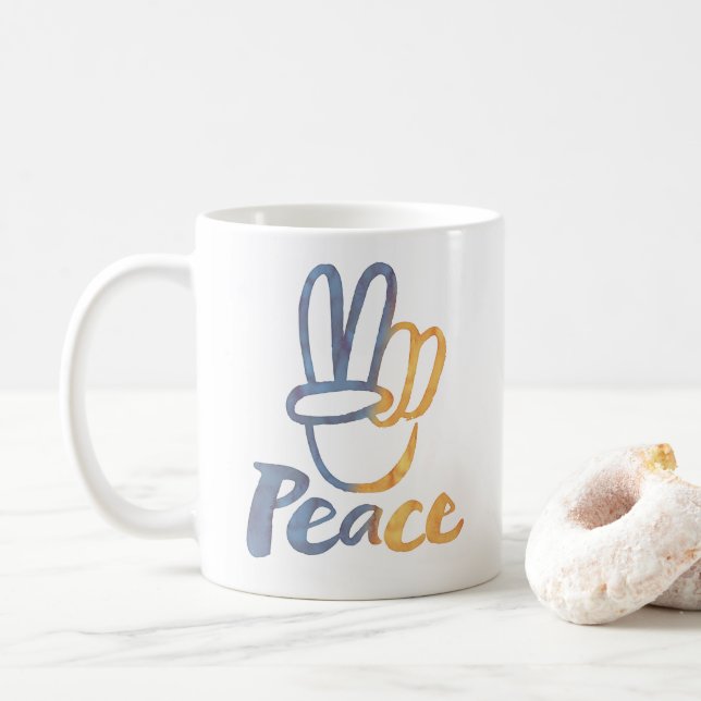 Mug Stopper Avec L'Ukraine - SYMBOLE DE PAIX V-Sign Fr (Avec donut)