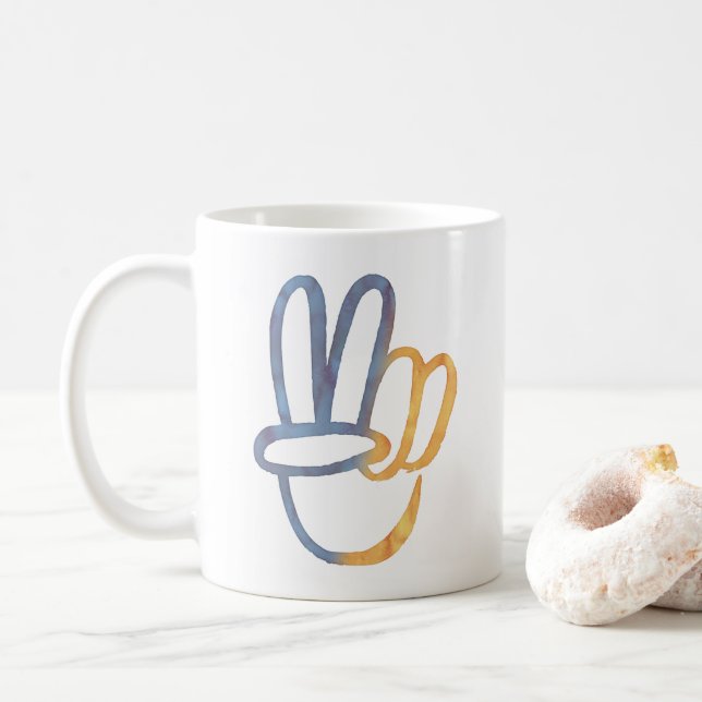 Mug Stopper Avec L'Ukraine - SYMBOLE DE PAIX V-Sign Fr (Avec donut)