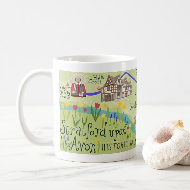 Mug Stratford Upon Avon Shakespeare Carte illustrée (Avec donut)