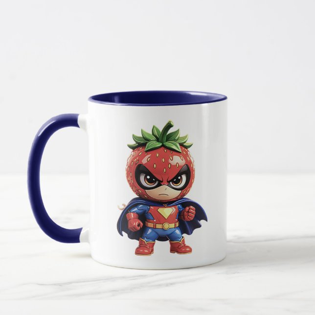 Mug Strawberry Superhero Cute Cartoon (Gauche)