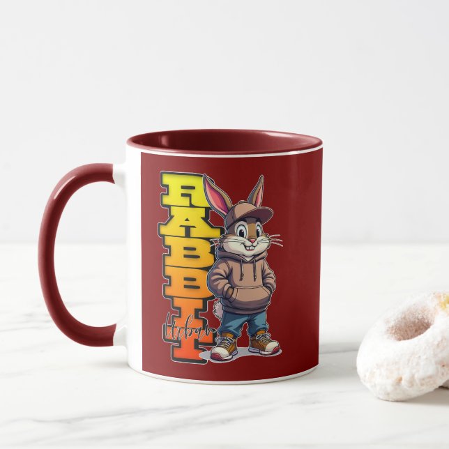 Mug Street Rabbit – Urban Easter Bunny Design - caneca (Avec donut)
