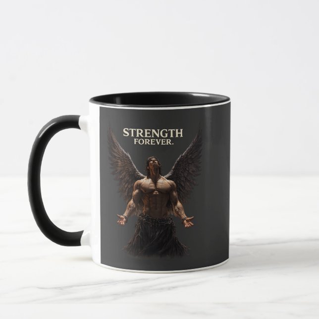 Mug Strength Forever Dark Angel Design – Motivational  (Gauche)
