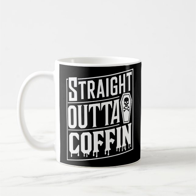 Mug Stright Outta Coffin Funny Vampire Puns d'Hallowee (Gauche)