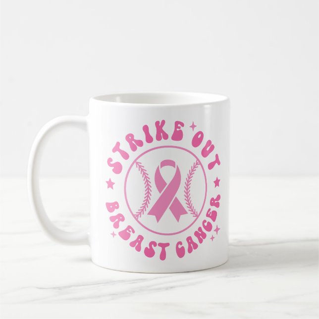 Mug Strike Out Breast Cancer Pink Ribbon Awareness (Gauche)