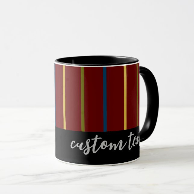 MUG STRIPE VERTICALE MODERNE RÉPÉTANT LA COULEUR ROUGE (Devant droit)