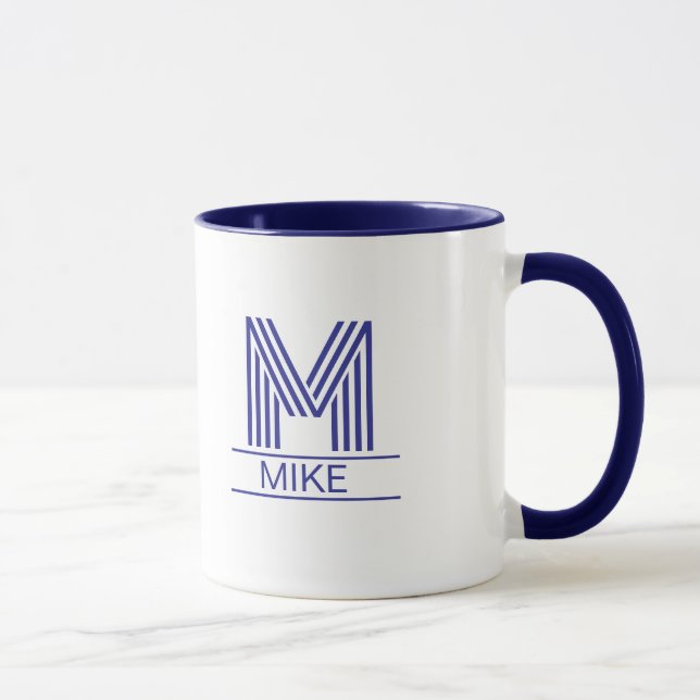 Mug Striped Monogram Initial & Name Two-Tone  (Droite)