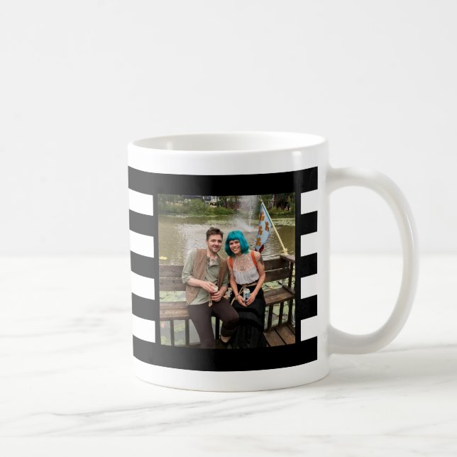 Mug Stripes Fleur de Lis Photo noire et blanche (Droite)