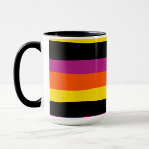Mug Stripes inégales - Noir, rose, orange et jaune