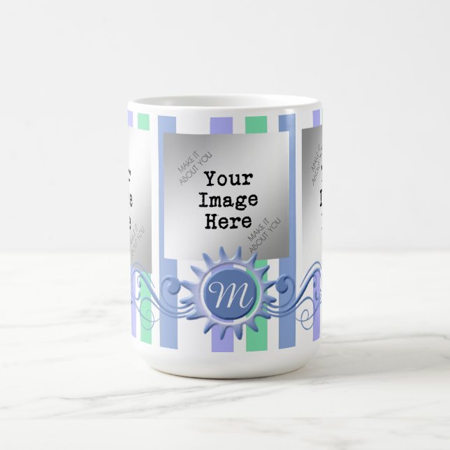 Mug Stripes & Monogramme Flourdissant-Turquoise/Menthe (Centre)