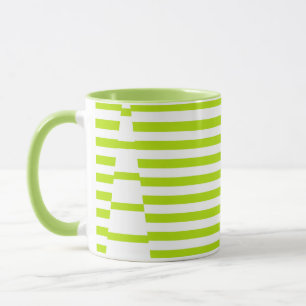 Mug Stripes sur bandes - Lime vert et blanc