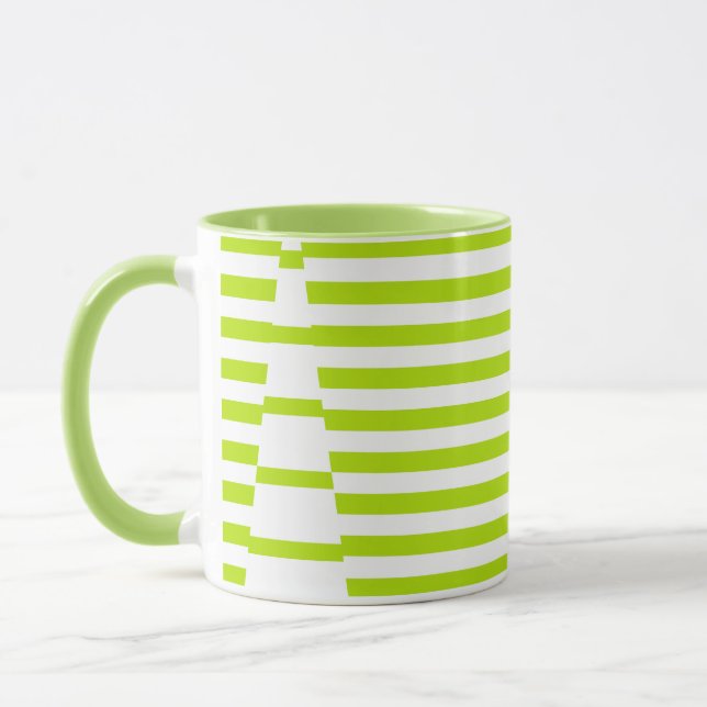 Mug Stripes sur bandes - Lime vert et blanc (Gauche)