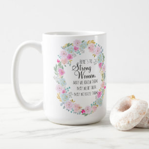 Mug Strong Women Quota Watercolor Cotton Candy Floral